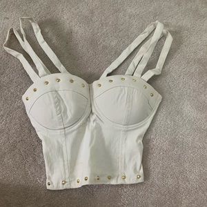 White gold studded crop top